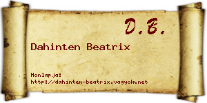 Dahinten Beatrix névjegykártya
